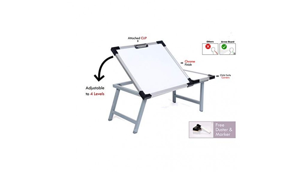 Arrow Adjustable Study/Laptop Desk with Whiteboard Surface and Free Duster and Marker- Large (24*16*10 inches)